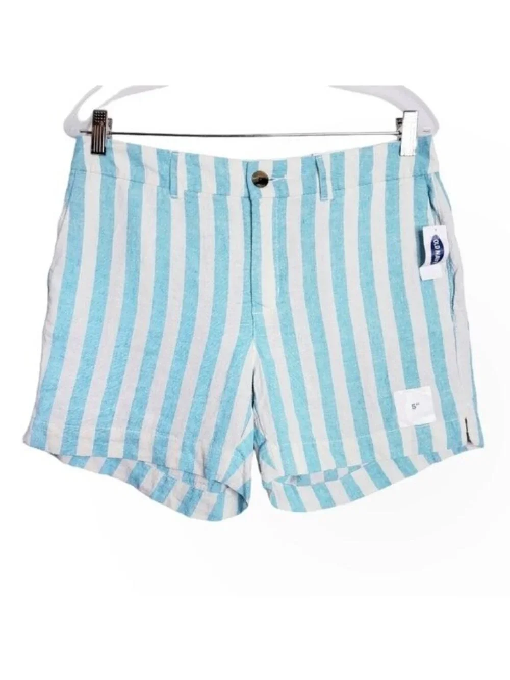 Old Navy Blue & White Striped Linen Blend Everyday Shorts Women's Size 8 New NWT